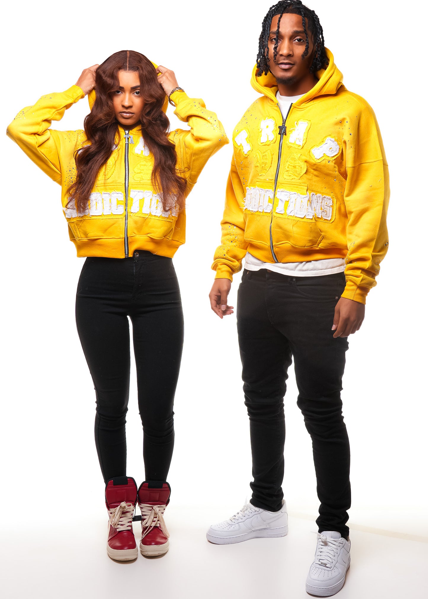 Cropped Rhinestone Hoodie