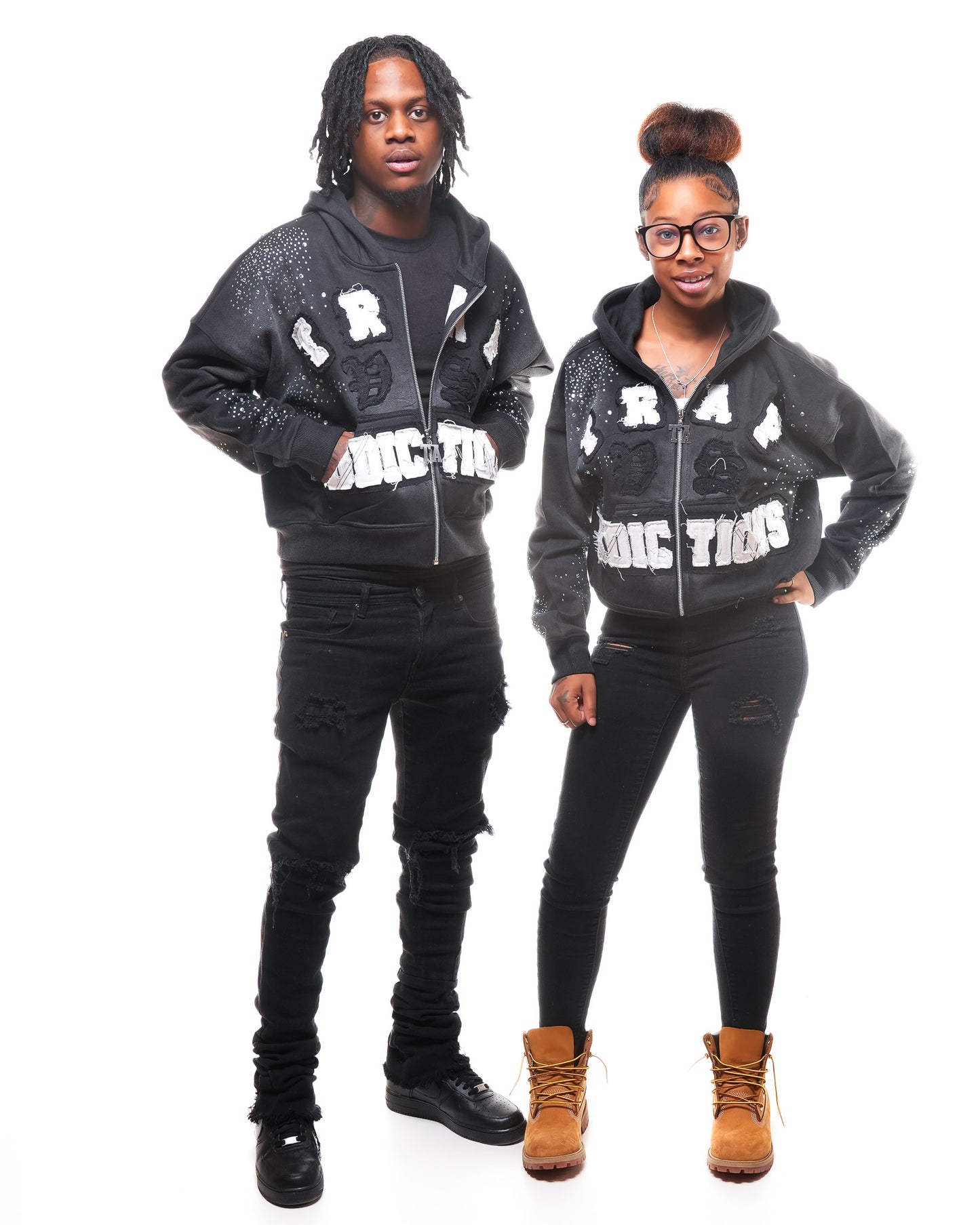 Cropped Rhinestone Hoodie