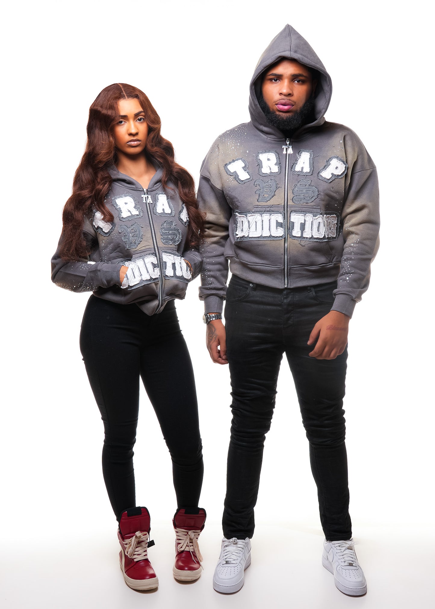 Cropped Rhinestone Hoodie